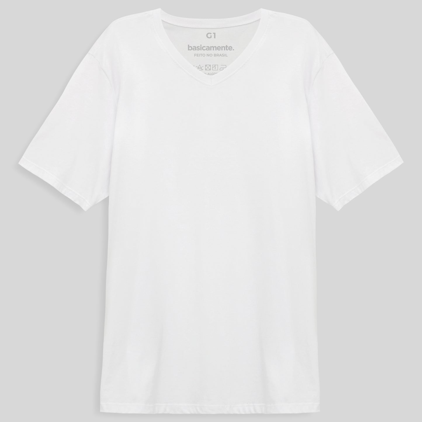 Camiseta Básica Gola V Plus Masculina - Branco