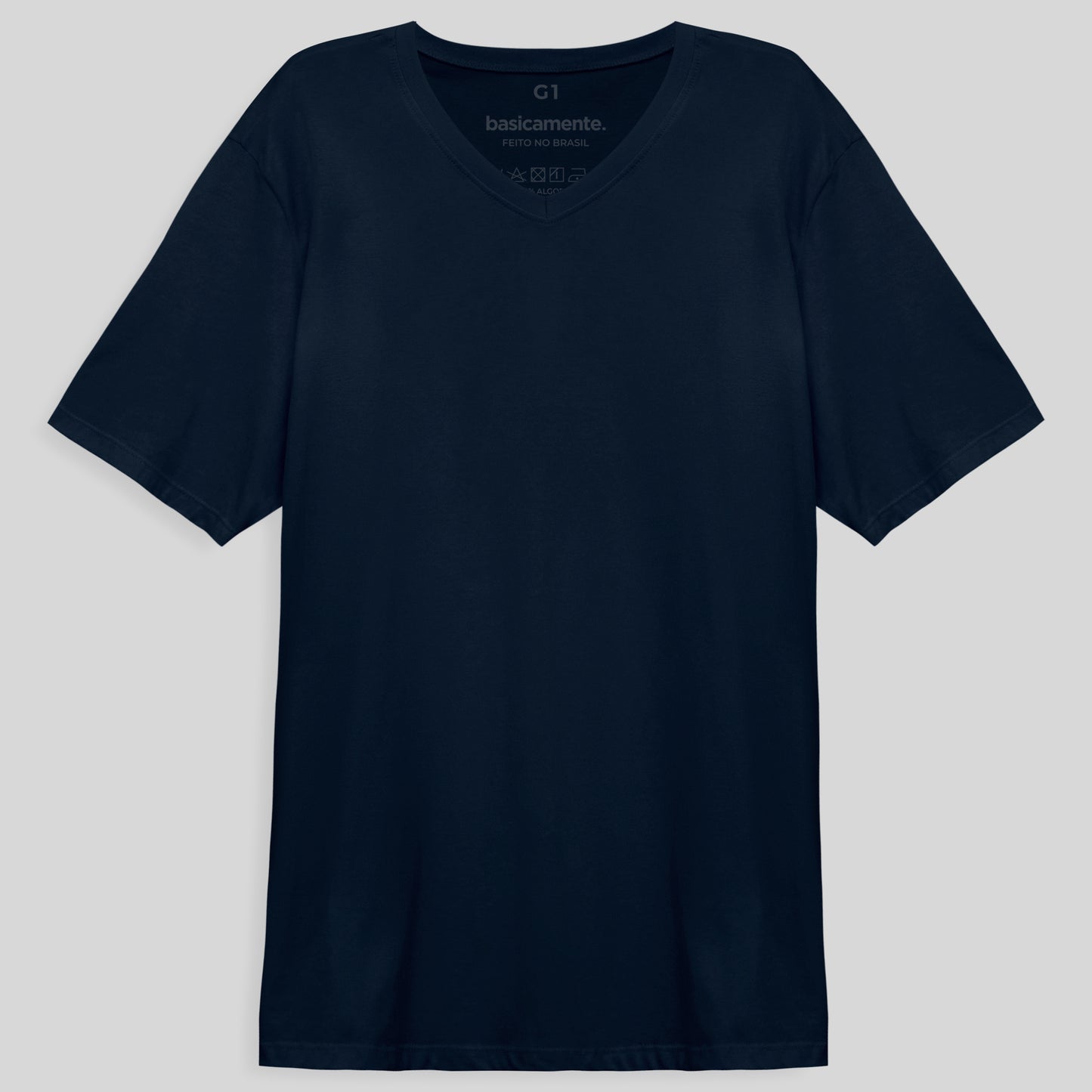 Camiseta Básica Gola V Plus Masculina - Azul Marinho