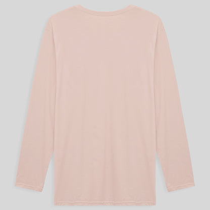 Camiseta Básica Gola V Manga Longa Plus Masculina - Rosa Pastel