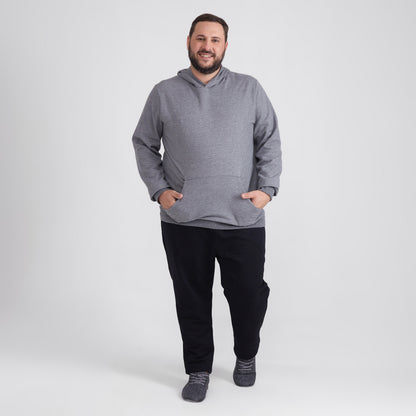 Blusão Moletom Flanelado Capuz Plus Masculino - Mescla Escuro