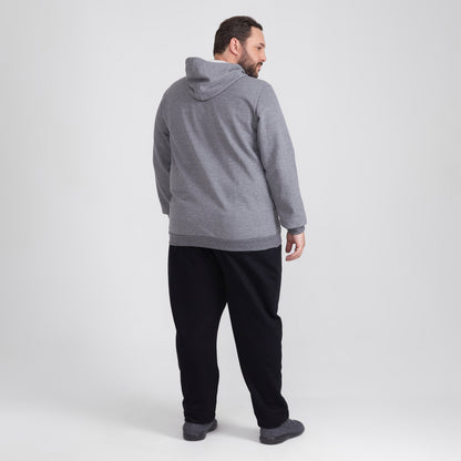 Blusão Moletom Flanelado Capuz Plus Masculino - Mescla Escuro