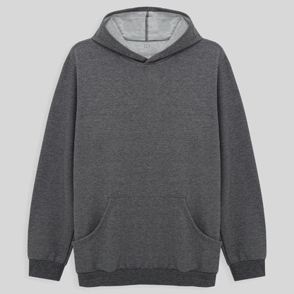 Blusão Moletom Flanelado Capuz Plus Masculino - Mescla Escuro