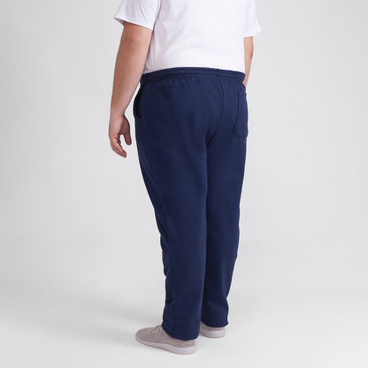 Calça Reta Moletom Flanelado Plus Masculina - Azul Marinho