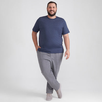 Calça Reta Moletom Flanelado Plus Masculina - Mescla Escuro