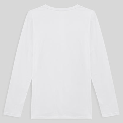 Camiseta Básica Gola V Manga Longa Masculina - Branco