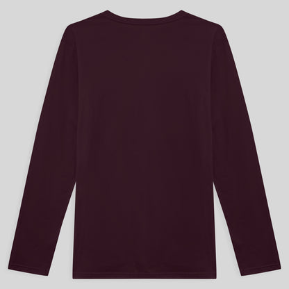Camiseta Básica Gola V Manga Longa Masculina - Vermelho Vinho
