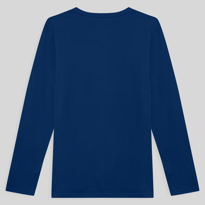 Camiseta Básica Gola V Manga Longa Masculina - Azul Bic