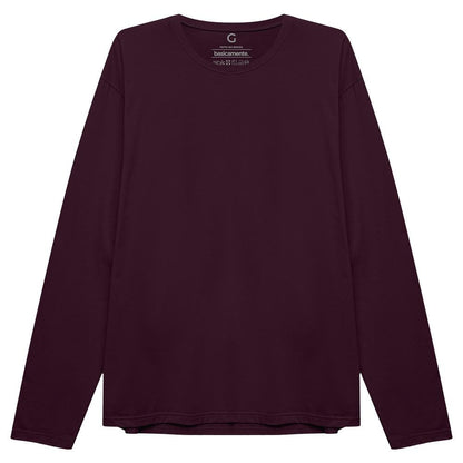 Camiseta Básica Manga Longa Masculina - Wine