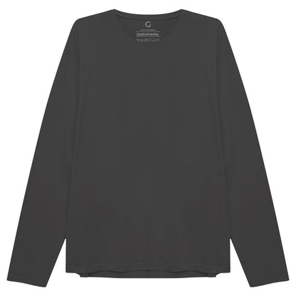 Camiseta Básica Manga Longa Masculina - Cinza Ardósia