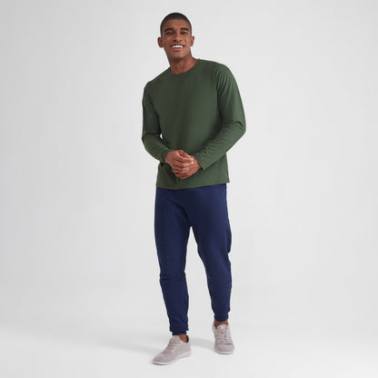 Camiseta Básica Manga Longa Masculina - Verde Selva