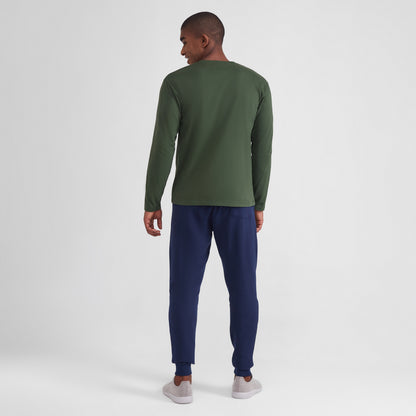 Camiseta Básica Manga Longa Masculina - Verde Selva