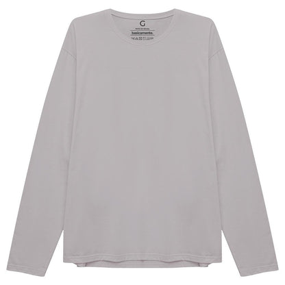 Camiseta Básica Manga Longa Masculina - Cinza Areia