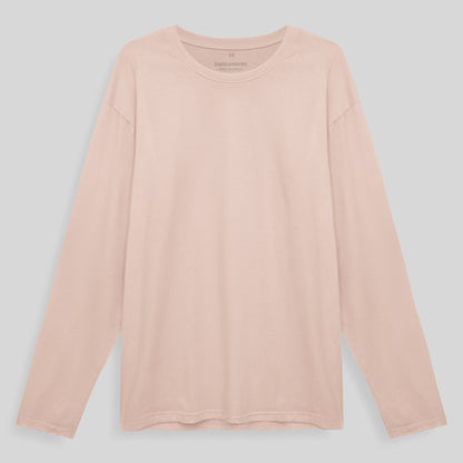 Camiseta Básica Manga Longa Masculina - Rosa Pastel