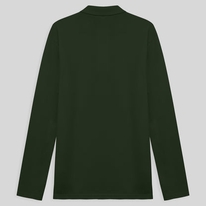 Camisa Polo Manga Longa Masculina - Verde Selva