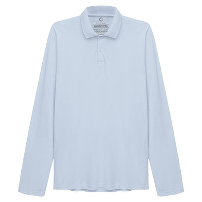 Camisa Polo Manga Longa Masculina - Azul Capri