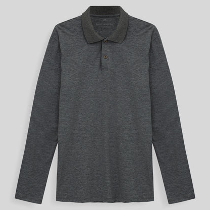Camisa Polo Manga Longa Masculina - Mescla Escuro