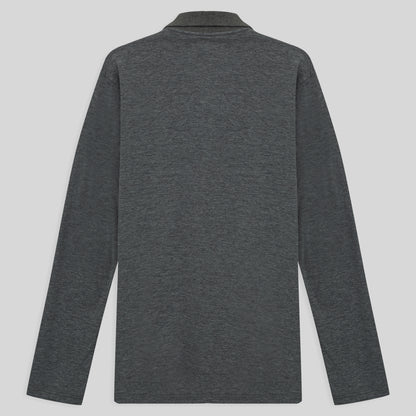 Camisa Polo Manga Longa Masculina - Mescla Escuro