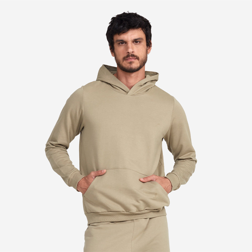 Blusão Moletom Flanelado Capuz Masculino - Verde Salvia