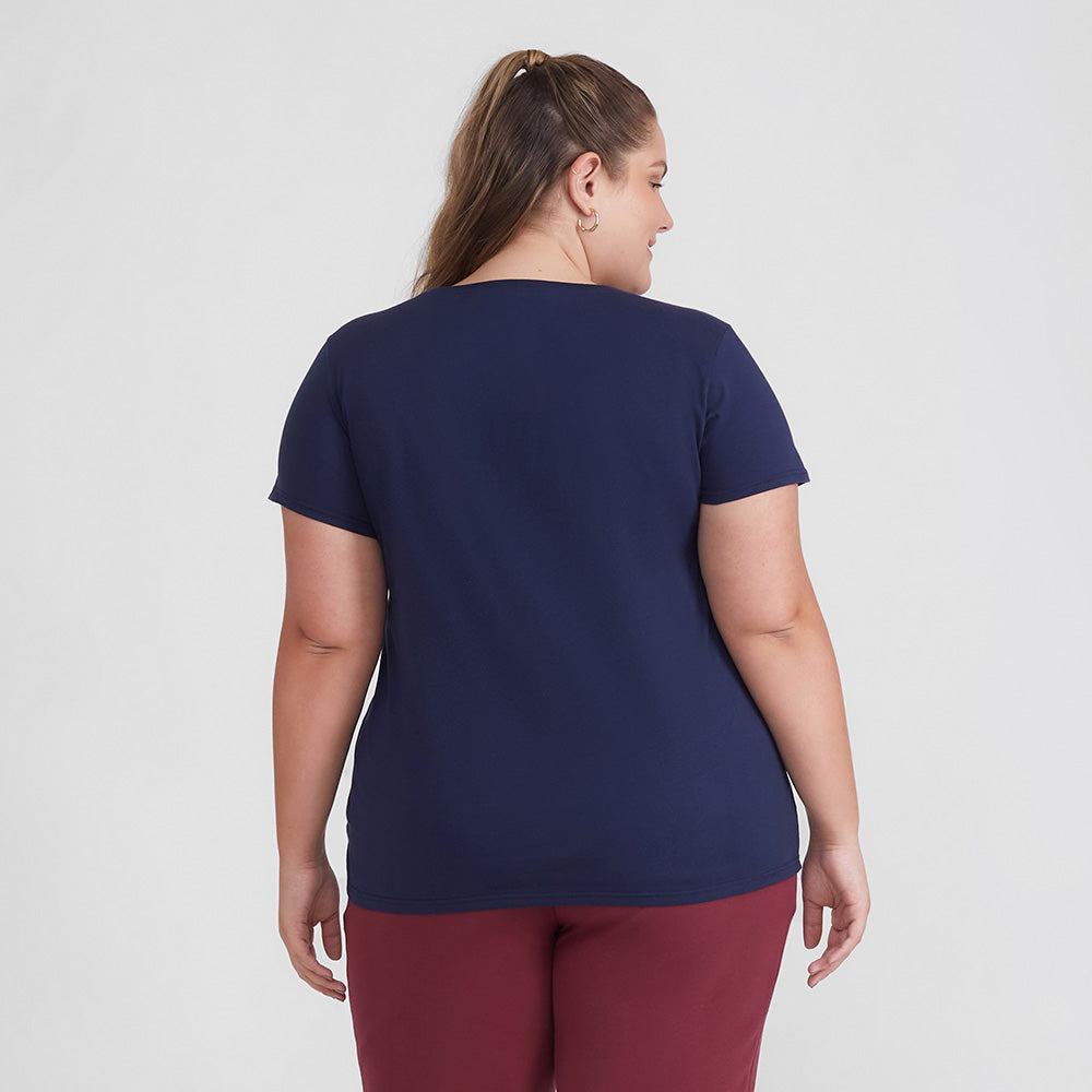 Tech T-shirt Impermeável Gola C Plus Feminina - Azul Marinho