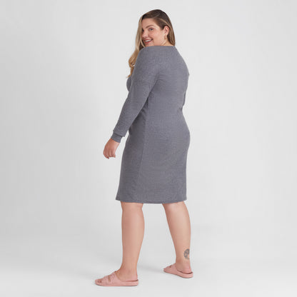 Vestido Ml Confort PLus Feminina - Mescla Escuro
