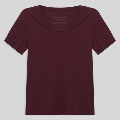 Camiseta Pijama Gola C Plus Feminina - Vermelho Vinho