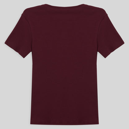 Camiseta Pijama Gola C Plus Feminina - Vermelho Vinho
