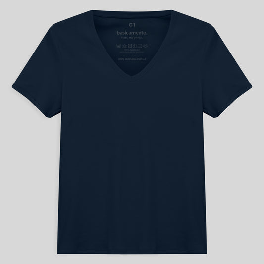 Camiseta Pijama Gola C Plus Feminina - Azul Marinho