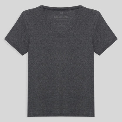 Camiseta Pijama Gola C Plus Feminina - Mescla Escuro