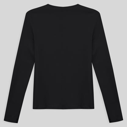 Camiseta Conforto Ml Gola C Plus Feminina - Preto