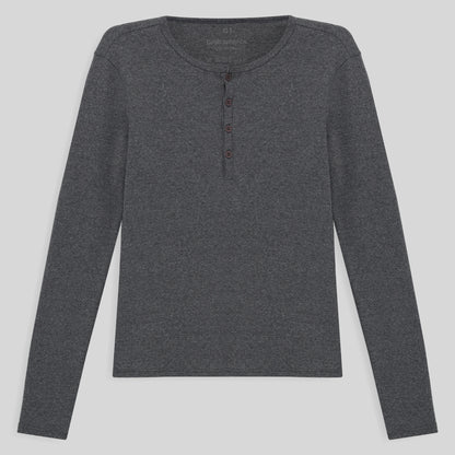 Camiseta Conforto Ml Gola C Plus Feminina - Mescla Escuro