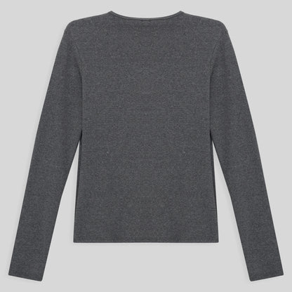 Camiseta Conforto Ml Gola C Plus Feminina - Mescla Escuro