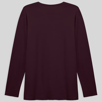 Camiseta Conforto Ml Gola C Plus Masculina - Vermelho Vinho