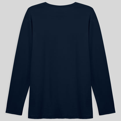 Camiseta Conforto Ml Gola C Plus Masculina - Azul Marinho