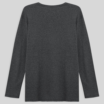 Camiseta Conforto Ml Gola C Plus Masculina - Mescla Escuro