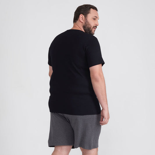 Camiseta Pijama Gola C Plus Masculina - Preto