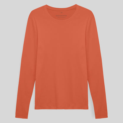Camiseta Conforto Ml Gola C Masculina - Laranja Coral