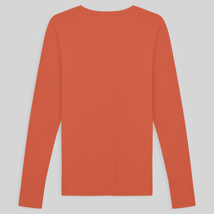 Camiseta Conforto Ml Gola C Masculina - Laranja Coral