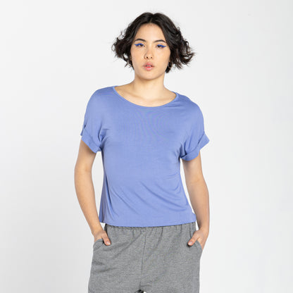 Blusa Manga Japonesa Feminina - Azul Topázio