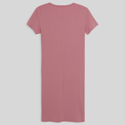 Vestido Curto Canelado - Rose