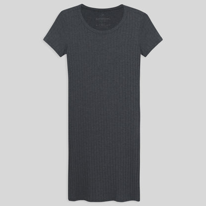 Vestido Curto Canelado - Mescla Escuro