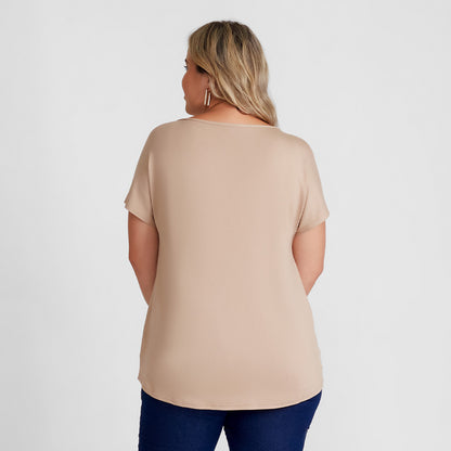 Blusa Ampla Plus Feminina - Bege Claro