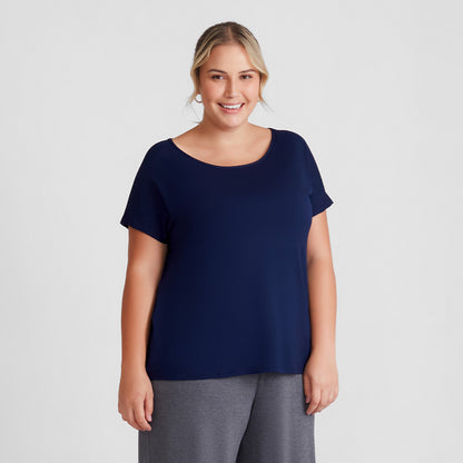 Blusa Ampla Plus Feminina - Azul Marinho