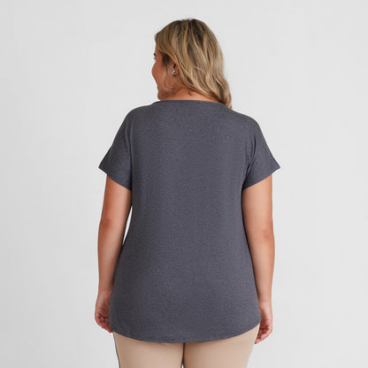 Blusa Ampla Plus Feminina - Mescla Escuro