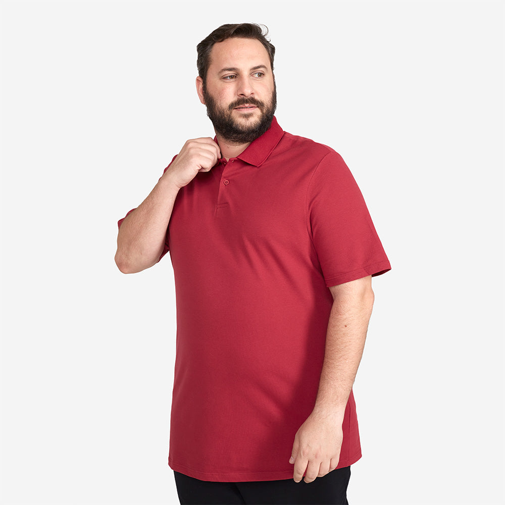 Camisa Polo Piquet Stretch Plus Masculina - Marsala