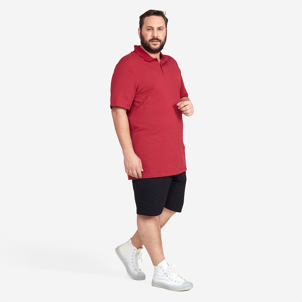 Camisa Polo Piquet Stretch Plus Masculina - Marsala