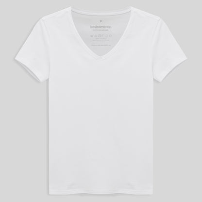 Camiseta Comfort Gola V Feminina - Branco