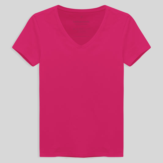 Camiseta Comfort Gola V Feminina - Pink