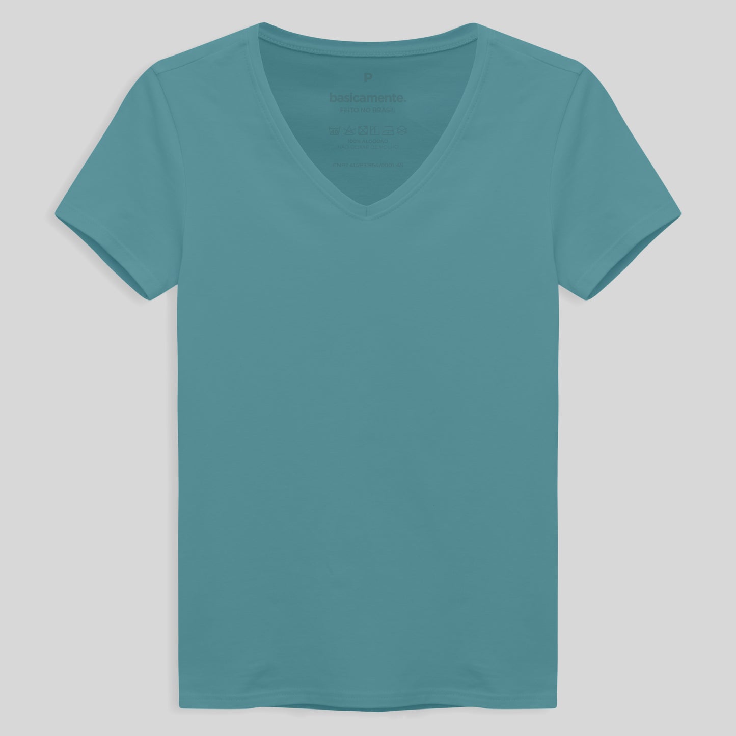 Camiseta Comfort Gola V Feminina - Azul Turquesa