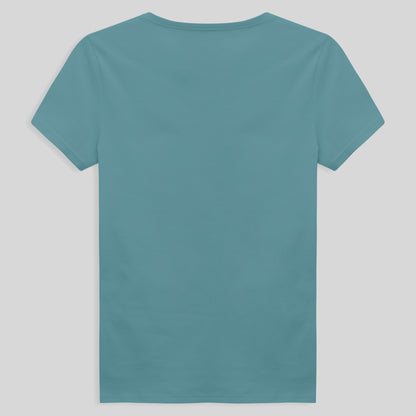 Camiseta Comfort Gola V Feminina - Azul Turquesa
