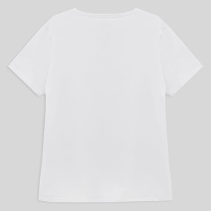 Camiseta Cotton Slim Gola C Plus Feminino - Branco